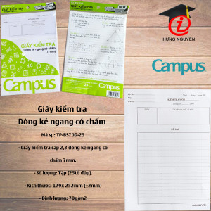 Giấy kiểm tra dòng kẻ ngang 7mm có chấm Campus (TP-BS70G-25)